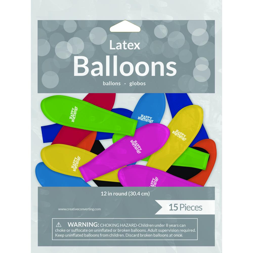 Bulk Assorted Happy Birthday Balloons (180 per Case)