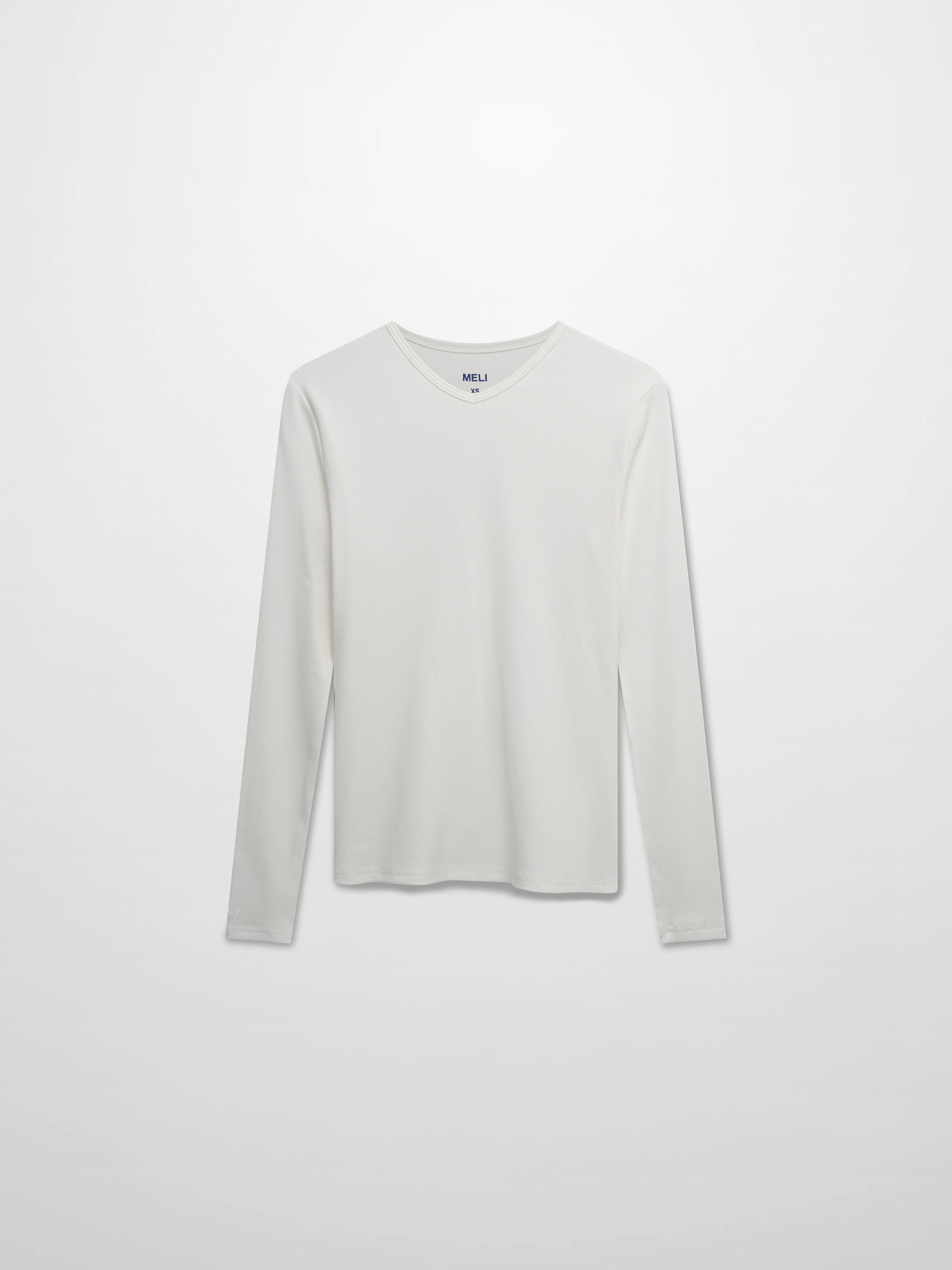 Soft Ribbed High V Tee-White