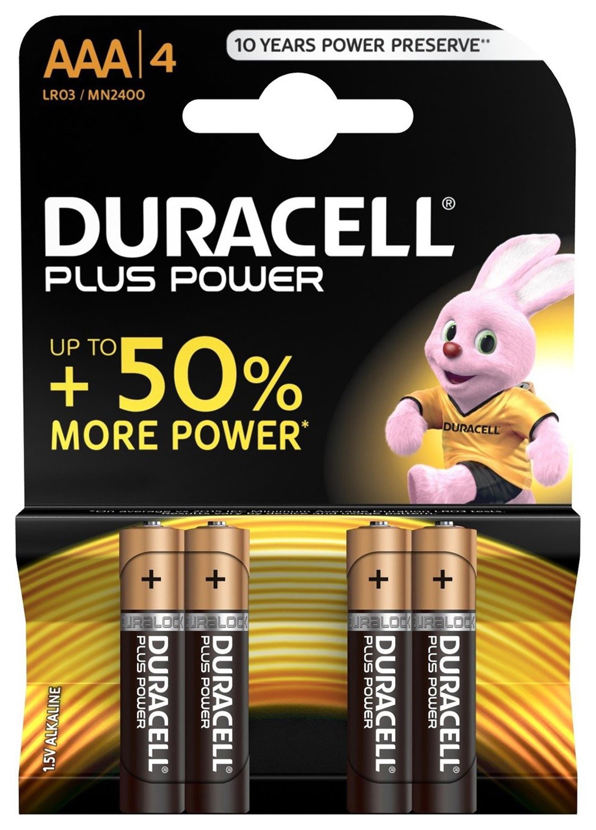 Duracell Plus Power AAA battery 4-pack