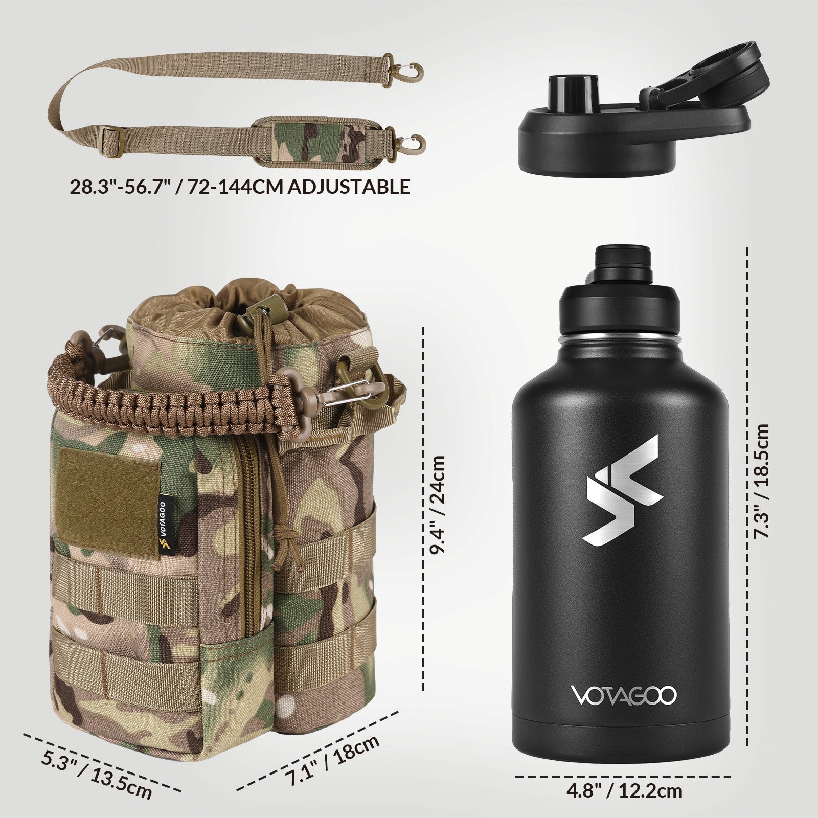 VOTAGOO® 64Oz Tactical Water Bottle