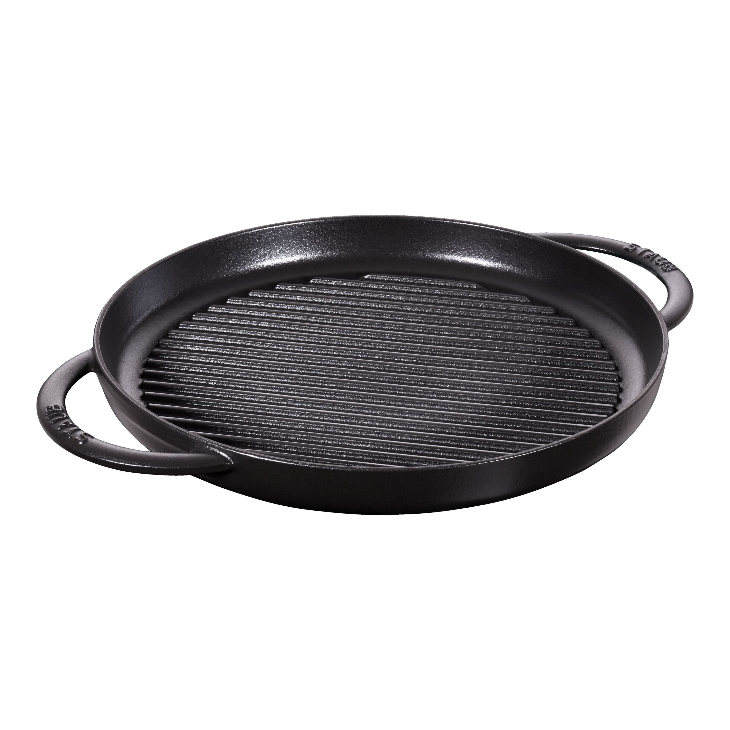 STAUB Grill Pans 30 cm Cast Iron Round Pure Grill, Black