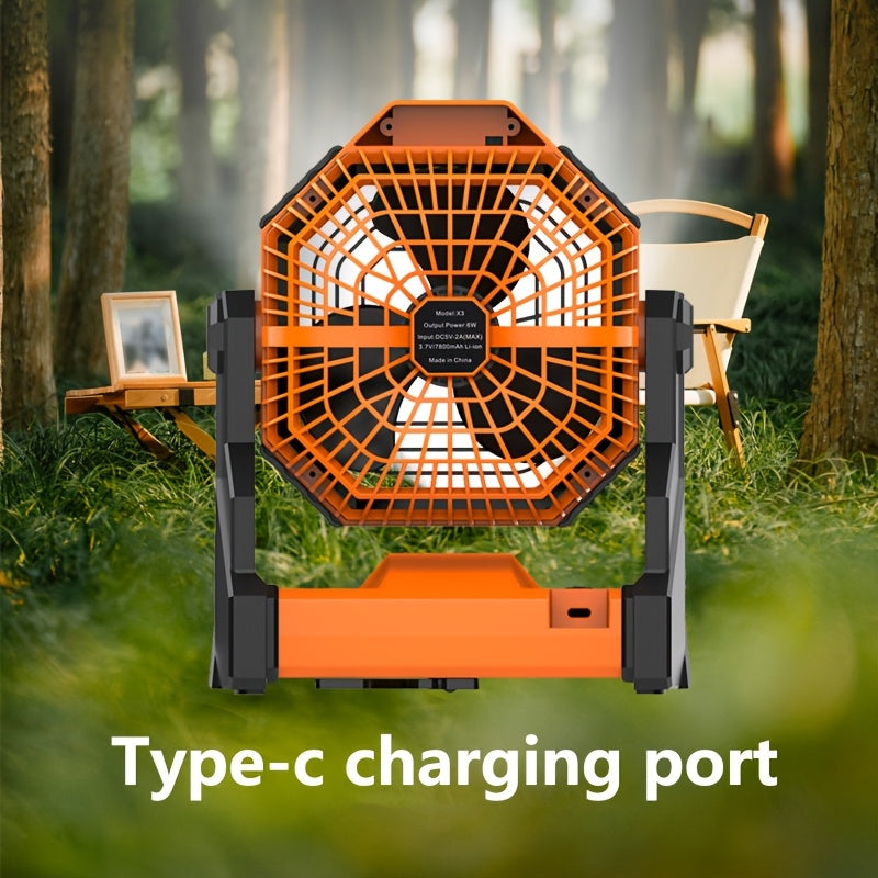 Portable Fan 5-Speed with LED Lighting
