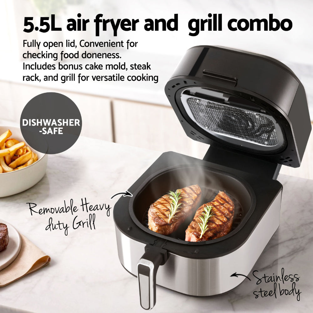 NNEDSZ Devanti 5.5L Air Fryer & Grill LCD Fryers 1500W