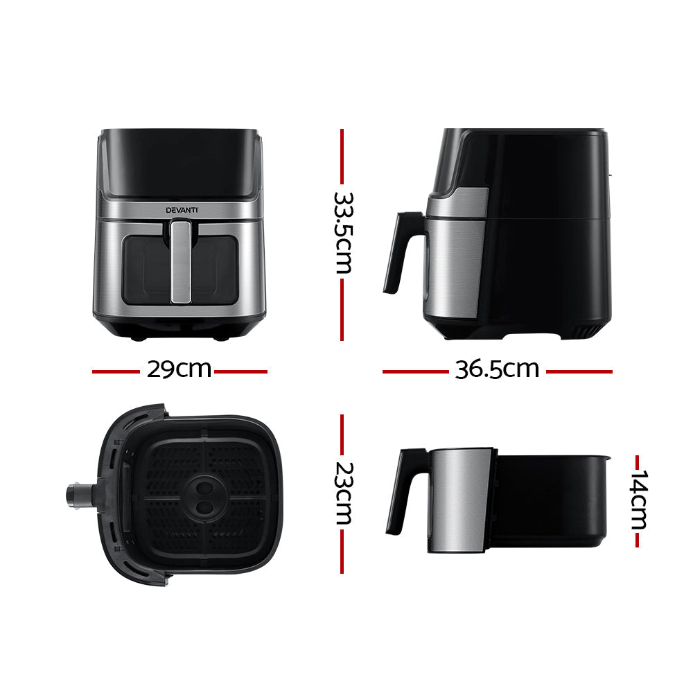 NNEDSZ Devanti Air Fryer 6.5L LCD Fryers Clear Window