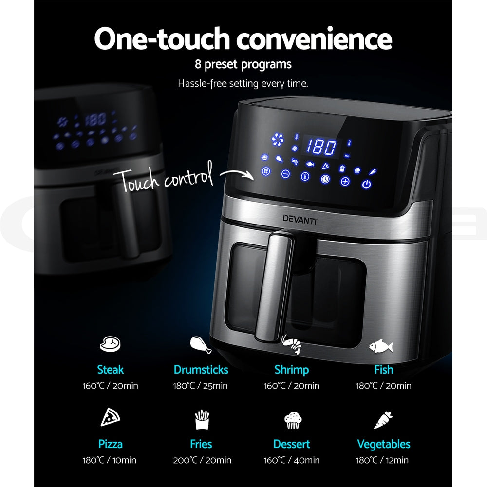 NNEDSZ Devanti Air Fryer 6.5L LCD Fryers Clear Window