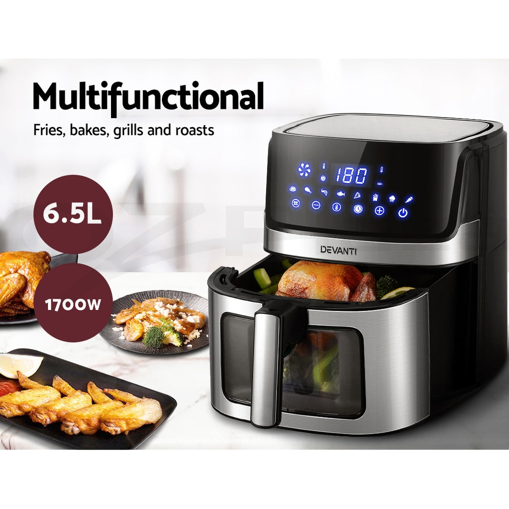 NNEDSZ Devanti Air Fryer 6.5L LCD Fryers Clear Window