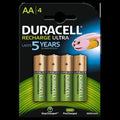 Duracell rechargeable ultra power AA battery 4 pack