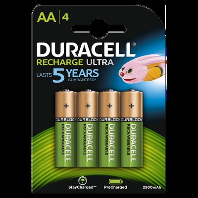 Duracell rechargeable ultra power AA battery 4 pack
