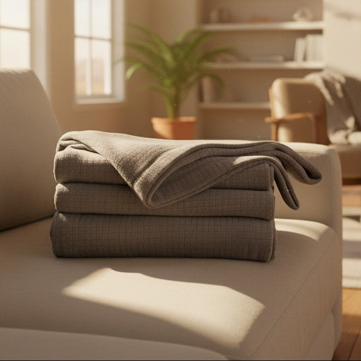 BPS Collection Grid Pattern Fleece Blankets
