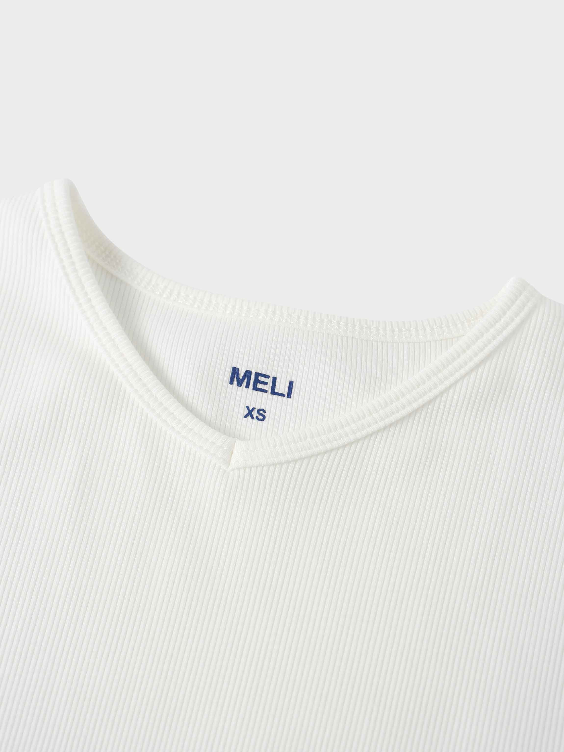 Soft Ribbed High V Tee-White