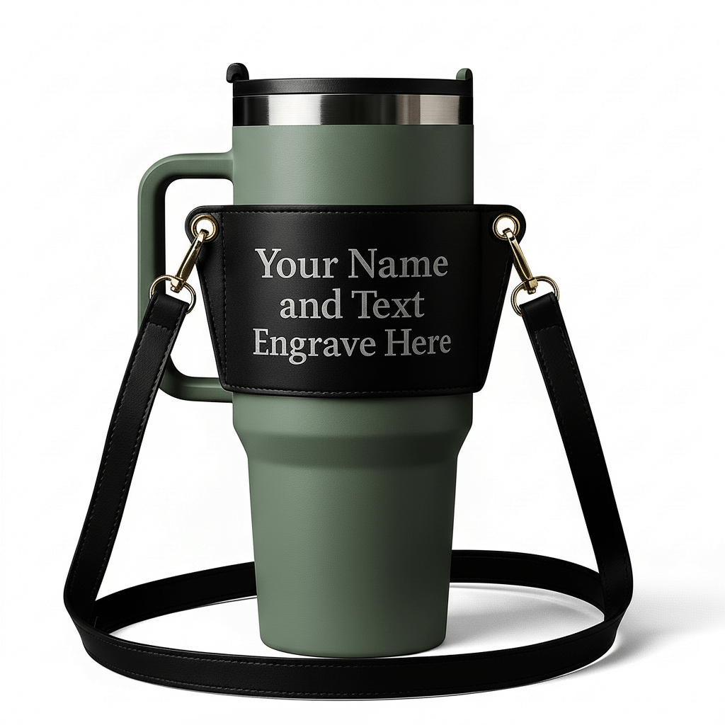 Personalized leather tumbler carrier 40oz Stanley Tumbler