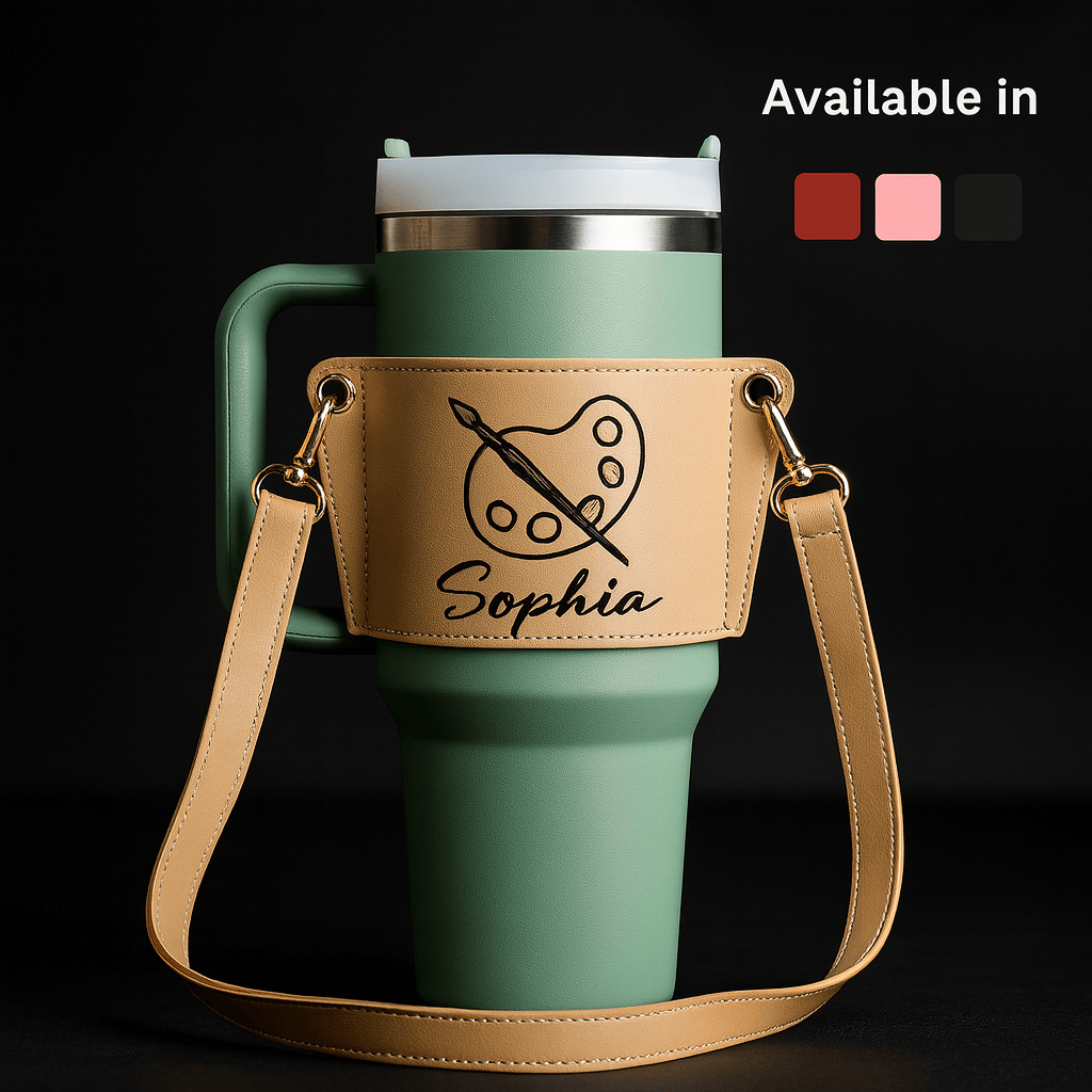 Personalized leather tumbler carrier 40oz Stanley Tumbler