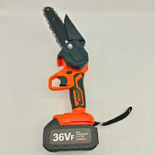 NNEDSZ 6" Mini Orange Cordless Electric Chainsaw 2X Battery-Powered Wood Cutter Rechargeable