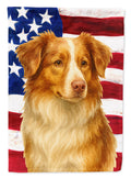 Red Merle Australian Shepherd American Flag Garden Flag