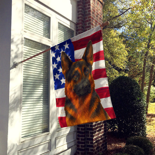 Black and Red German Shepherd American Flag House Flag
