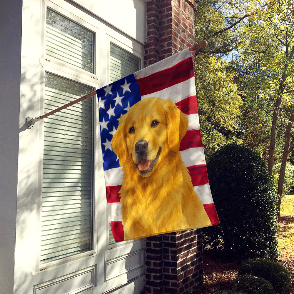 Golden Retriever American Flag House Flag