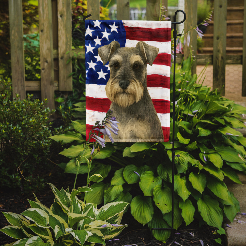 Schnauzer American Flag Garden Flag