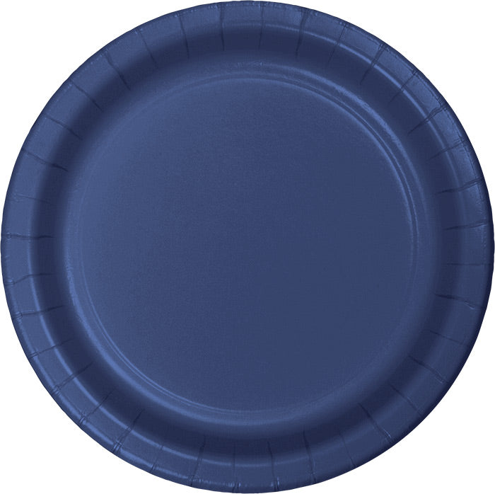 Bulk Navy Paper 6.75 inch Dessert Plates (240 per Case)